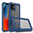 Silicone Matte Finish and Plastic Back Cover Case 360 Degrees R02 for Apple iPhone 12 Blue