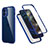 Silicone Matte Finish and Plastic Back Cover Case 360 Degrees R05 for Apple iPhone 12 Blue