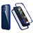 Silicone Matte Finish and Plastic Back Cover Case 360 Degrees R05 for Apple iPhone 12 Mini Blue