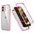 Silicone Matte Finish and Plastic Back Cover Case 360 Degrees R05 for Apple iPhone 12 Mini Pink