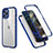Silicone Matte Finish and Plastic Back Cover Case 360 Degrees R05 for Apple iPhone 12 Pro Blue
