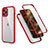 Silicone Matte Finish and Plastic Back Cover Case 360 Degrees R05 for Apple iPhone 12 Pro Max Red