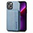 Silicone Matte Finish and Plastic Back Cover Case 360 Degrees U05 for Apple iPhone 13 Blue