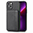 Silicone Matte Finish and Plastic Back Cover Case 360 Degrees U05 for Apple iPhone 13 Mini Black