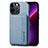 Silicone Matte Finish and Plastic Back Cover Case 360 Degrees U05 for Apple iPhone 13 Pro Max Blue