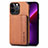 Silicone Matte Finish and Plastic Back Cover Case 360 Degrees U05 for Apple iPhone 13 Pro Max Brown