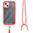 Silicone Matte Finish and Plastic Back Cover Case 360 Degrees with Lanyard Strap for Apple iPhone 13