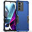 Silicone Matte Finish and Plastic Back Cover Case for Motorola Moto G200 5G Blue