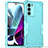 Silicone Matte Finish and Plastic Back Cover Case for Motorola Moto G200 5G Cyan