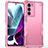 Silicone Matte Finish and Plastic Back Cover Case for Motorola Moto G200 5G Hot Pink