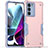 Silicone Matte Finish and Plastic Back Cover Case for Motorola Moto G200 5G Pink