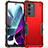 Silicone Matte Finish and Plastic Back Cover Case for Motorola Moto G200 5G Red