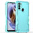 Silicone Matte Finish and Plastic Back Cover Case for Motorola Moto G31 Cyan