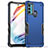 Silicone Matte Finish and Plastic Back Cover Case for Motorola Moto G60s Blue