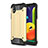 Silicone Matte Finish and Plastic Back Cover Case for Samsung Galaxy A01 Core Gold