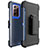 Silicone Matte Finish and Plastic Back Cover Case N04 for Samsung Galaxy Note 20 Ultra 5G Blue and Black