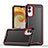 Silicone Matte Finish and Plastic Back Cover Case QW1 for Samsung Galaxy A04E Red and Black