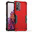 Silicone Matte Finish and Plastic Back Cover Case QW1 for Samsung Galaxy A33 5G Red