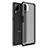 Silicone Matte Finish and Plastic Back Cover Case U01 for Samsung Galaxy A12 Black