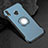 Silicone Matte Finish and Plastic Back Cover Case with Finger Ring Stand for Huawei Honor 8X Blue