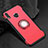 Silicone Matte Finish and Plastic Back Cover Case with Finger Ring Stand for Huawei Honor 8X Red