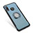 Silicone Matte Finish and Plastic Back Cover Case with Finger Ring Stand for Huawei P Smart+ Plus Blue