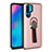 Silicone Matte Finish and Plastic Back Cover Case with Finger Ring Stand for Huawei P30 Pro Rose Gold