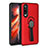 Silicone Matte Finish and Plastic Back Cover Case with Finger Ring Stand for Huawei P30 Red