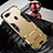 Silicone Matte Finish and Plastic Back Cover Case with Finger Ring Stand for Oppo A7 Gold