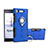 Silicone Matte Finish and Plastic Back Cover Case with Finger Ring Stand for Sony Xperia XZ1 Compact Blue
