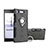 Silicone Matte Finish and Plastic Back Cover Case with Finger Ring Stand for Sony Xperia XZ1 Compact Gray