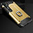 Silicone Matte Finish and Plastic Back Cover Case with Finger Ring Stand H01 for Xiaomi Mi Note 10 Gold