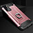 Silicone Matte Finish and Plastic Back Cover Case with Finger Ring Stand N01 for Samsung Galaxy Note 20 5G