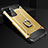 Silicone Matte Finish and Plastic Back Cover Case with Finger Ring Stand N01 for Samsung Galaxy Note 20 5G Gold