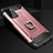 Silicone Matte Finish and Plastic Back Cover Case with Finger Ring Stand N01 for Samsung Galaxy Note 20 5G Rose Gold