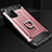 Silicone Matte Finish and Plastic Back Cover Case with Finger Ring Stand N01 for Samsung Galaxy Note 20 Ultra 5G Rose Gold