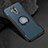 Silicone Matte Finish and Plastic Back Cover Case with Finger Ring Stand S01 for Huawei Mate 20 Lite Blue