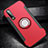 Silicone Matte Finish and Plastic Back Cover Case with Finger Ring Stand S02 for Huawei P30 Red