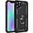 Silicone Matte Finish and Plastic Back Cover Case with Magnetic Finger Ring Stand for Apple iPhone 11 Pro Max Black