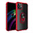 Silicone Matte Finish and Plastic Back Cover Case with Magnetic Finger Ring Stand for Apple iPhone 12 Mini Red