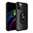 Silicone Matte Finish and Plastic Back Cover Case with Magnetic Finger Ring Stand for Apple iPhone 12 Pro Max Black