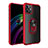 Silicone Matte Finish and Plastic Back Cover Case with Magnetic Finger Ring Stand for Apple iPhone 12 Red