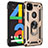 Silicone Matte Finish and Plastic Back Cover Case with Magnetic Finger Ring Stand for Google Pixel 4a Gold