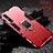Silicone Matte Finish and Plastic Back Cover Case with Magnetic Finger Ring Stand for Huawei Enjoy 10e Red