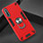Silicone Matte Finish and Plastic Back Cover Case with Magnetic Finger Ring Stand for Huawei Enjoy 10S Red