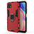 Silicone Matte Finish and Plastic Back Cover Case with Magnetic Finger Ring Stand for Huawei Enjoy 20 5G Red