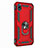 Silicone Matte Finish and Plastic Back Cover Case with Magnetic Finger Ring Stand for Huawei Enjoy 8S Red
