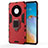 Silicone Matte Finish and Plastic Back Cover Case with Magnetic Finger Ring Stand for Huawei Mate 40 Pro Red