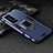 Silicone Matte Finish and Plastic Back Cover Case with Magnetic Finger Ring Stand for Huawei P40 Pro+ Plus Blue