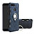Silicone Matte Finish and Plastic Back Cover Case with Magnetic Finger Ring Stand for Huawei Y6 (2018) Blue